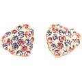 14k Yellow Gold Pink and Blue Crystal Heart Earrings