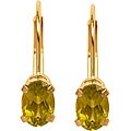 10k Yellow Gold Peridot Leverback Earrings