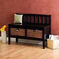 Beacon Black Bench with Rattan Baskets