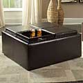 Avenue Faux Leather Dark Brown Storage Ottoman