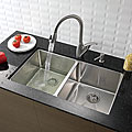 Kraus Stainless Steel Kitchen Sink with Faucet and Dispenser Combo