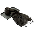 AsiaEXP Hand-dyed Woven Midnight Black Thai Silk Scarf