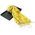 AsiaEXP Hand-dyed Woven Golden Yellow Thai Silk Scarf