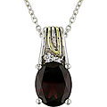 Silver and 10k Gold Garnet and Diamond Necklace