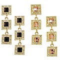 Goldtone Crystal Triple Square Drop Earrings