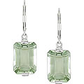 Sterling Silver Green Amethyst Leverback Earrings