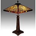Tiffany-style Stained Glass Mission Table Lamp