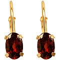 10k Yellow Gold Garnet Leverback Earrings