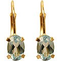 10k Yellow Gold Blue Topaz Leverback Earrings