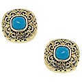 14k Goldtone Synthetic Turquoise Designer-inspired Earrings
