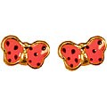 14k Yellow Gold Pink Enamel Butterfly Earrings