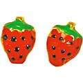 14k Gold Enamel Strawberry Earrings