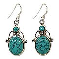 Sterling Silver 'Indian Sky' Turquoise Earrings (India)