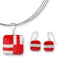 Dichroic Glass 'Crimson Minimalism' Jewelry Set (Mexico)