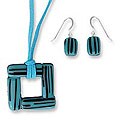 Dichroic Glass 'Sky Blue Windows' Jewelry Set (Mexico)