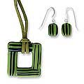 Dichroic Glass 'Green Clover Windows' Jewelry Set (Mexico)