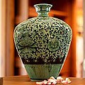 Ceramic 'Jade Chrysanthemums' Vase (Thailand)
