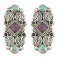 Amethyst/ Turquoise 'Days of Sun' Dangle Earrings (Mexico)