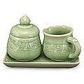 Celadon Ceramic 'Elephant Caravan' Serve Set (Thailand)