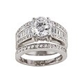14k White Goldplated CZ Fancy Bridal-style Rings Set