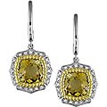 Silver and 10k Gold Citrine and 1/6ct TDW Diamond Earrings