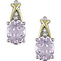 Silver and 10k Gold Rose de France Quartz Earrings