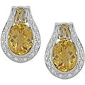 Silver and 10k Gold Citrine and 1/10ct TDW Diamond Earrings