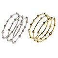14k Gold Overlay CZ Abstract Bangle Bracelets (Set of 3)