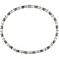 Silver Black Gray and White FW Pearl Necklace (6-7 mm)