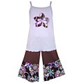 AnnLoren Girl's Lavender/ Chocolate Capris Set