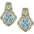 Silver and 10k Gold Blue Topaz and Diamond Earrings