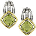 Silver and 10k Gold Lemon Quartz and 1/10ct TDW Diamond Earrings