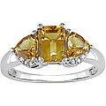 14k White Gold Citrine and Diamond Ring