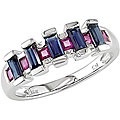 14k White Gold Sapphire and Ruby Ring