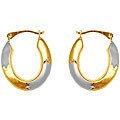 14k Two-tone Gold Satin Hoop Earrings