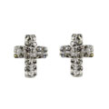 14k White Gold Crystal Cross Earrings