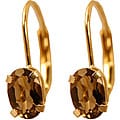 10k Gold Smokey Quartz Leverback Earrings