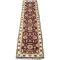 Indo Mahal Burgundy/ Ivory Wool Runner Rug (2'6 x 10')