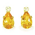 10k Gold Citrine and  CZ Earrings