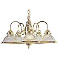 Polished Brass 5-light Ribbed Glass Chandelier