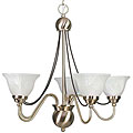 Satin Brass 5-light Chandelier with Alabaster Glass