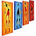 Hand-painted 'Abstract Human' Oil Paintings (Set of 4)