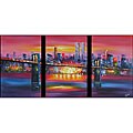 Hand-painted 'New York' 3-piece Gallery-wrapped Art Set