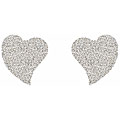 10k White Gold Crystal Curved Heart Earrings