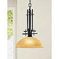 Glass Shade Black Iron Pendant