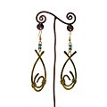 Brass Fish and Blue Beads #6 Earrings (Kenya)