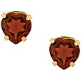 10k Gold Garnet Heart Earrings