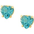 10k Gold Blue Topaz Heart Earrings