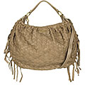 Miu Miu Brown Woven Fringed Hobo Bag