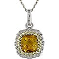 Silver and 10k Gold Citrine and 1/10ct TDW Diamond Necklace